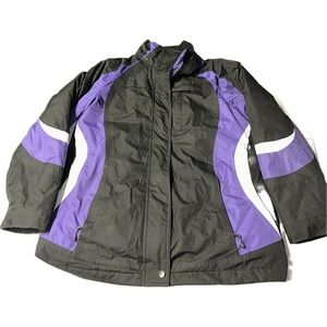 SJB Active Women's Size M Full Zip Jacket Coat Black Purple White